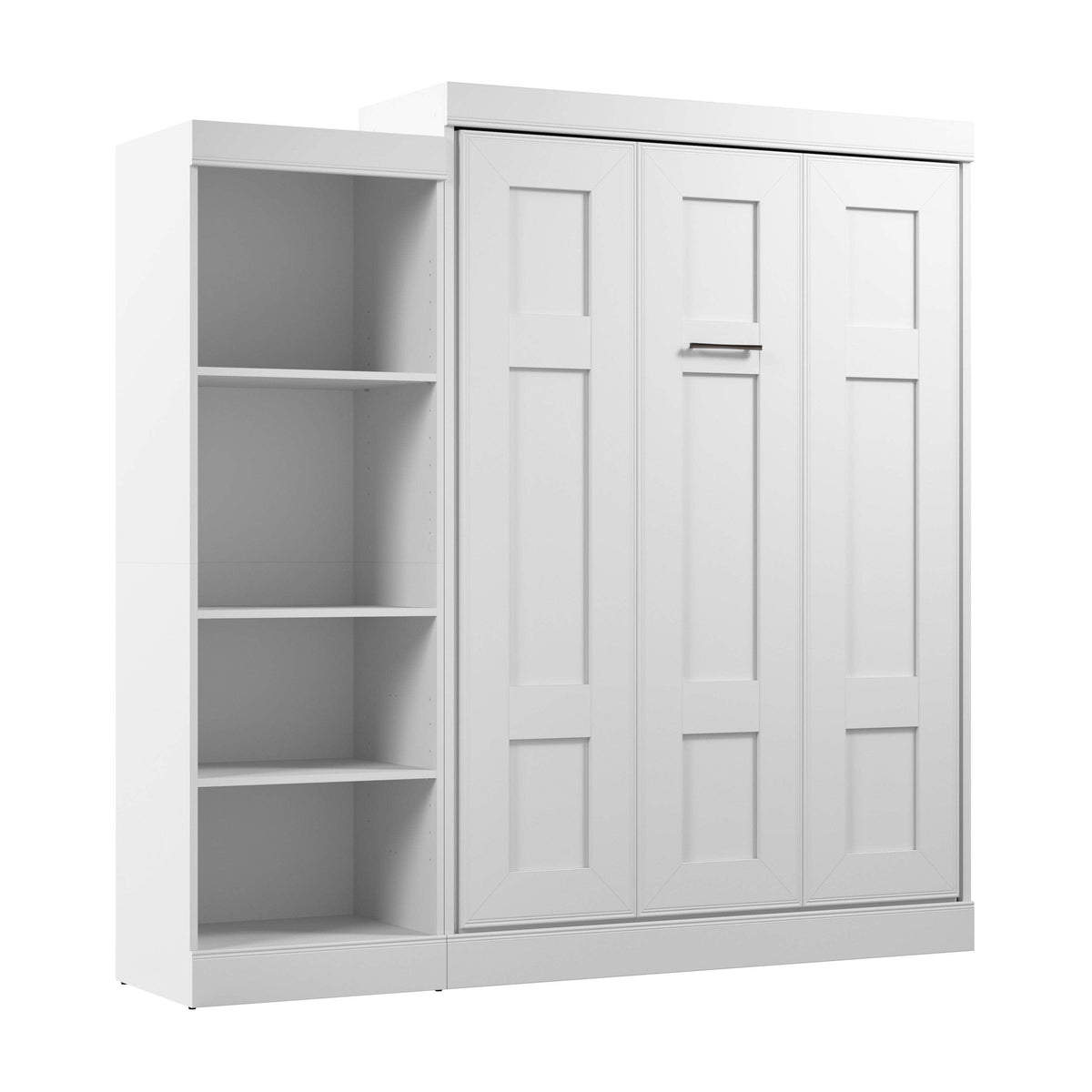 Modubox Edge Full Murphy Wall Bed with Closet Organizer in White, image 3