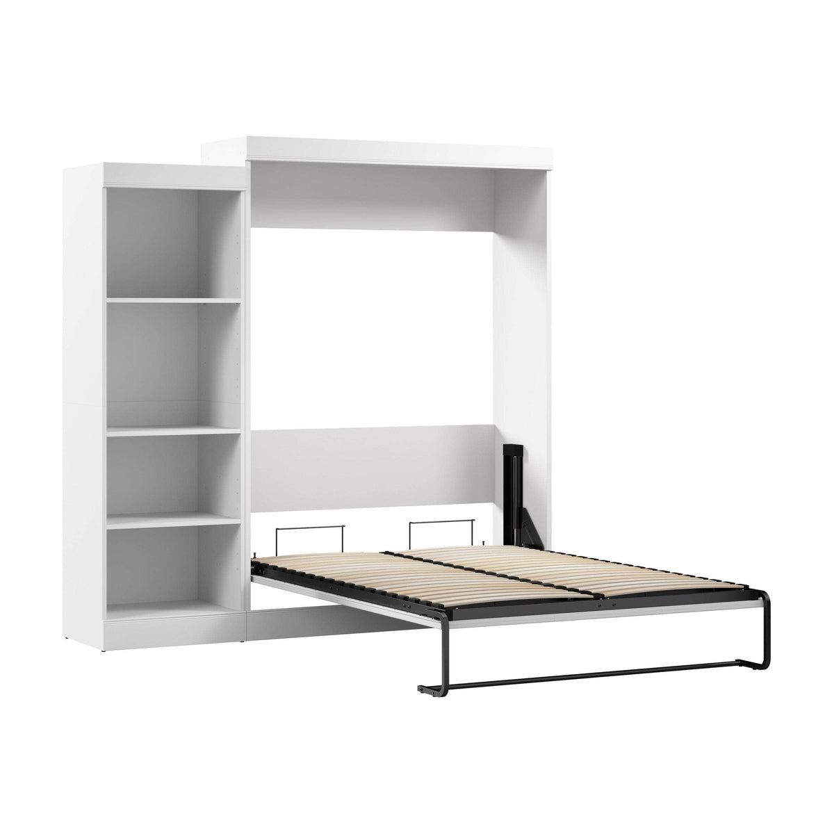 Modubox Edge Full Murphy Wall Bed with Closet Organizer in White, image 5