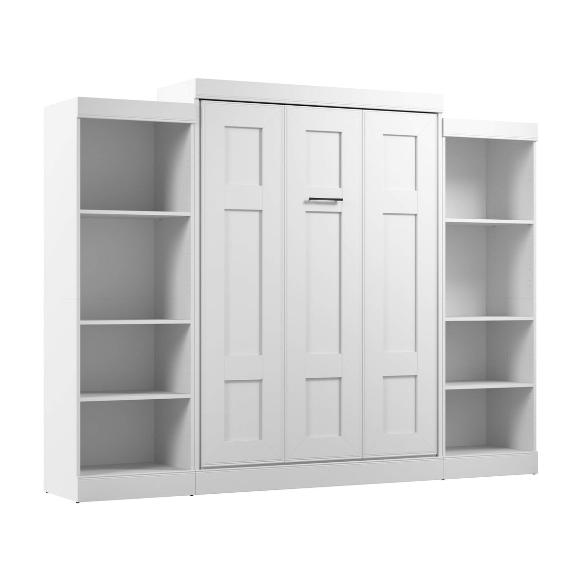 Modubox Edge Full Murphy Wall Bed with Closet Organizers in White, image 3
