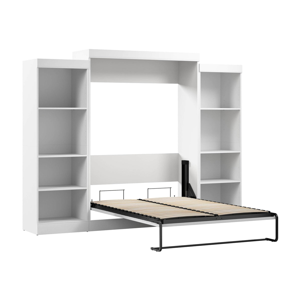 Modubox Edge Full Murphy Wall Bed with Closet Organizers in White, image 5