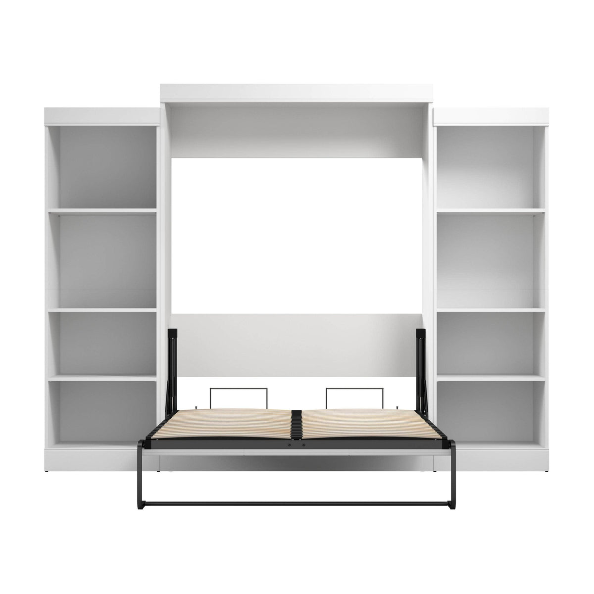 Modubox Edge Full Murphy Wall Bed with Closet Organizers in White, image 6
