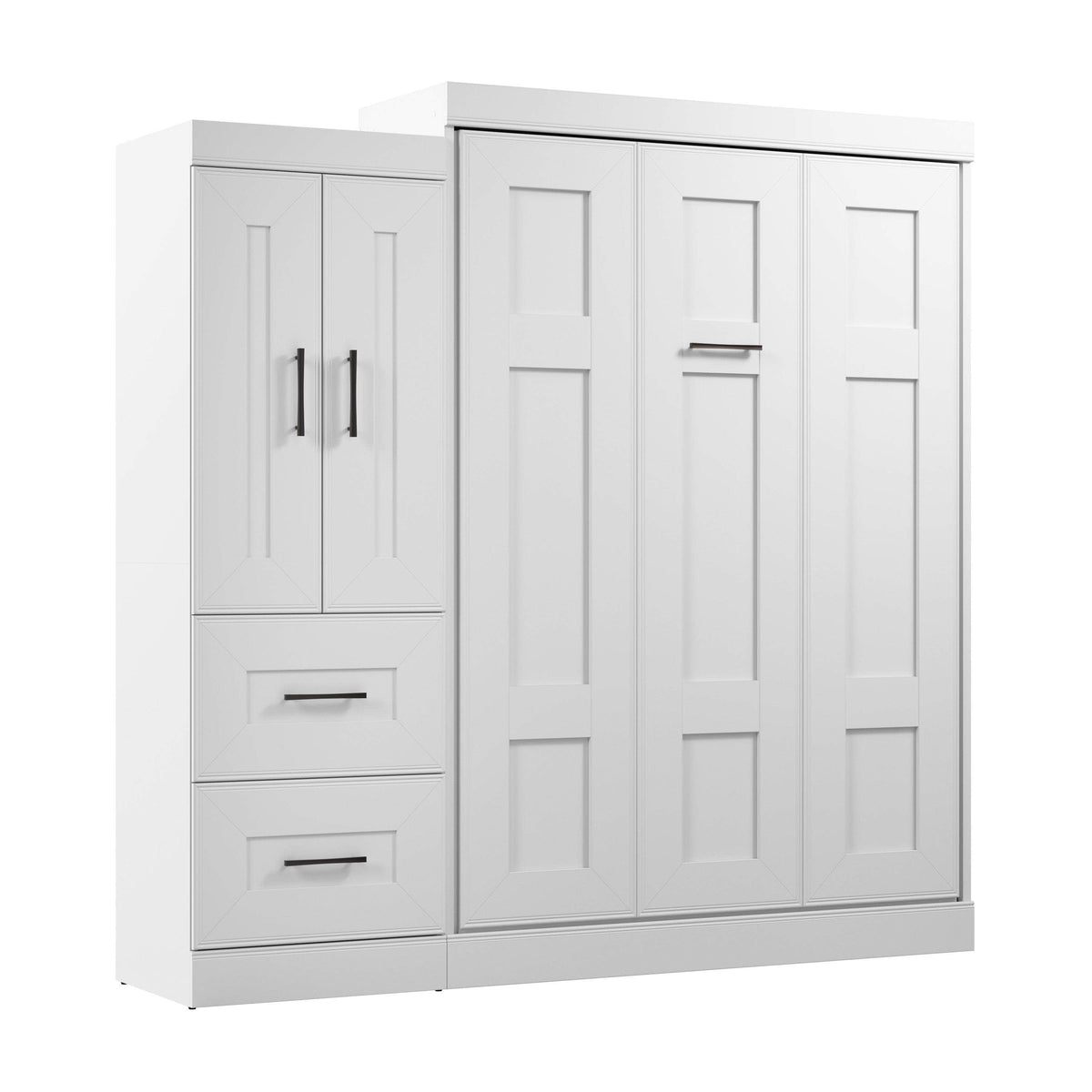 Modubox Edge Full Murphy Wall Bed with Wardrobe in White, image 3