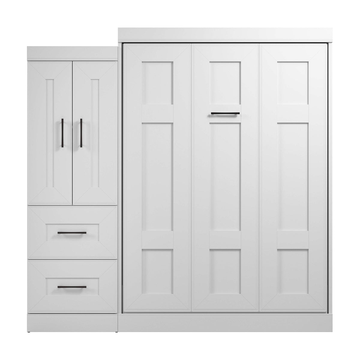 Modubox Edge Full Murphy Wall Bed with Wardrobe in White, image 4