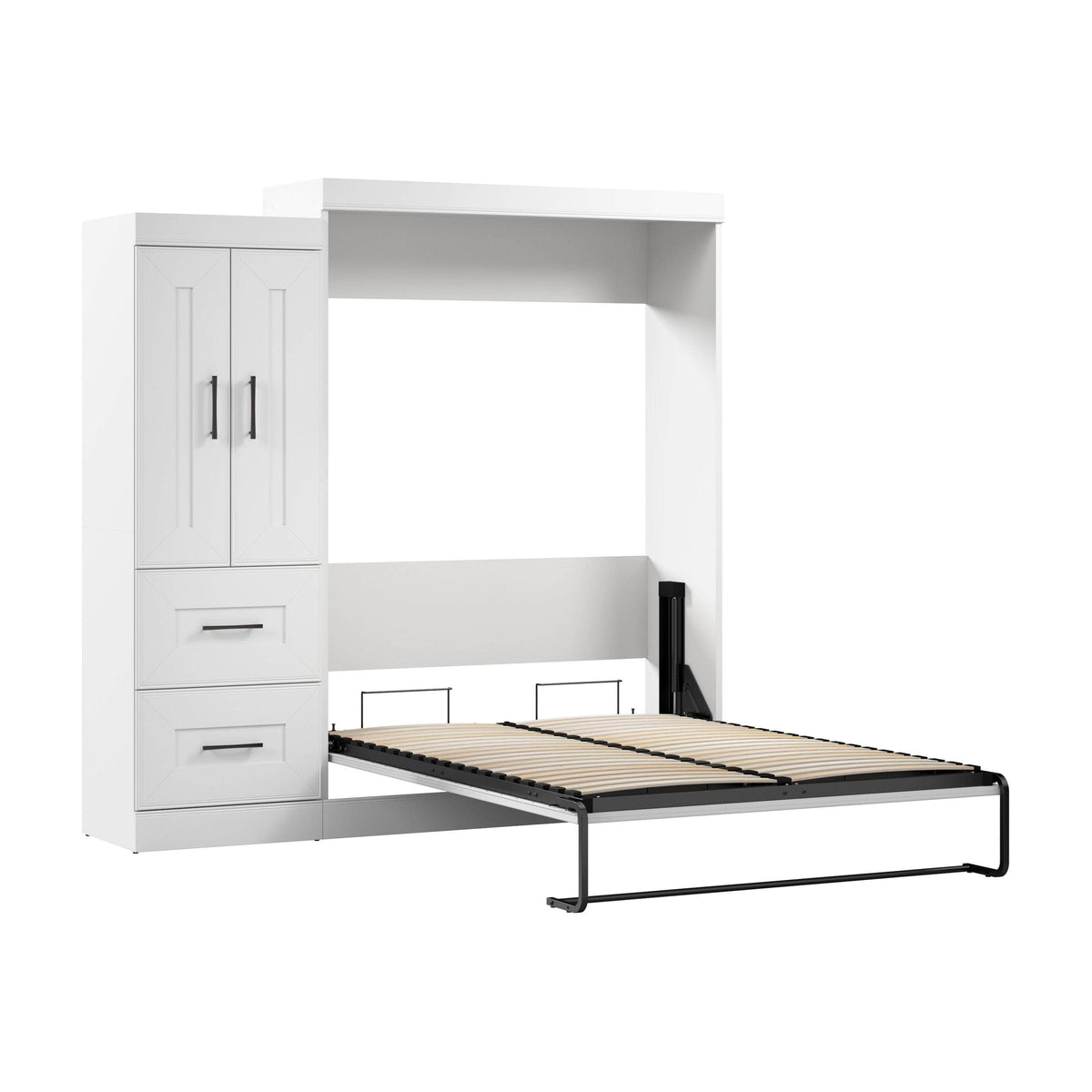 Modubox Edge Full Murphy Wall Bed with Wardrobe in White, image 5