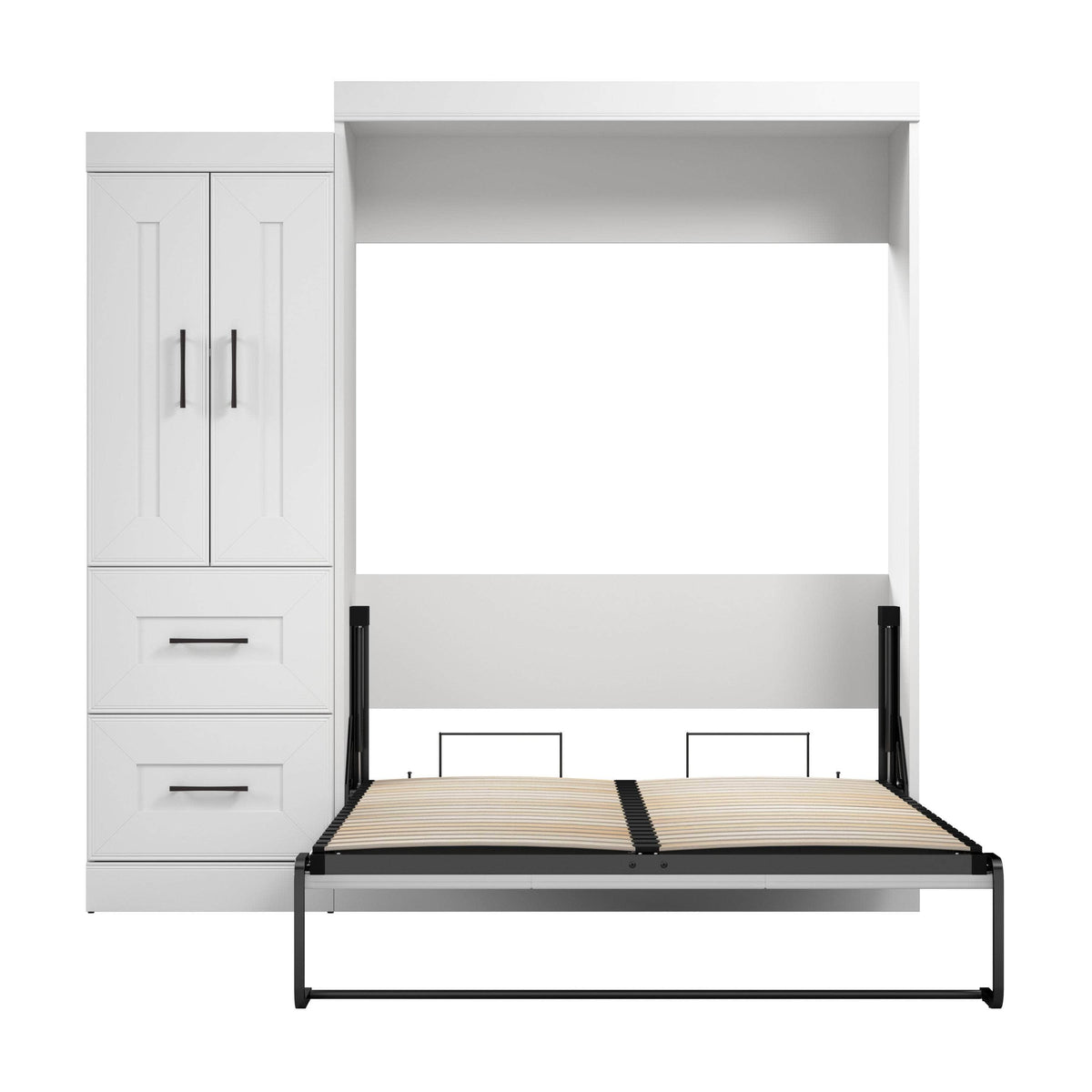 Modubox Edge Full Murphy Wall Bed with Wardrobe in White, image 6