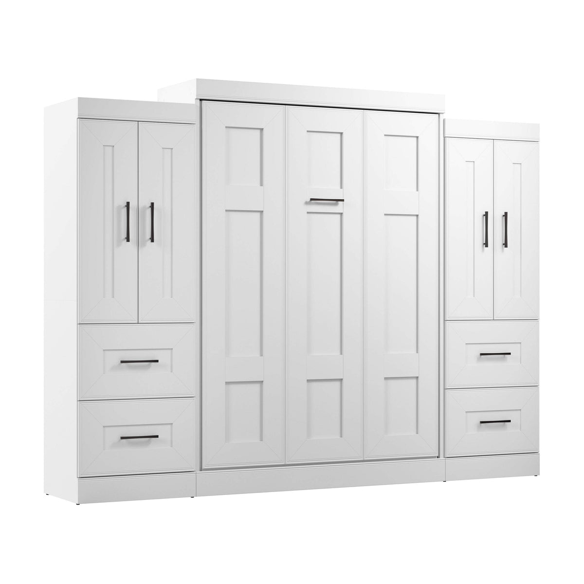 Modubox Edge Full Murphy Wall Bed with Wardrobes in White, image 3