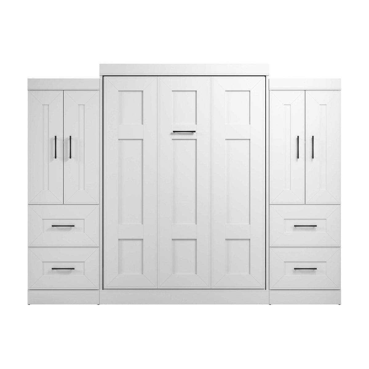Modubox Edge Full Murphy Wall Bed with Wardrobes in White, image 4