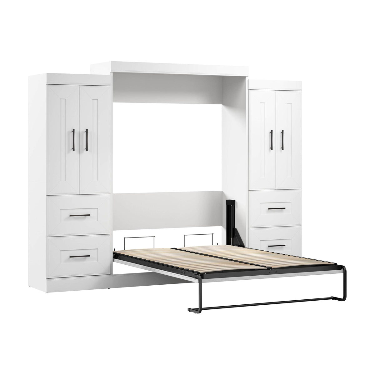 Modubox Edge Full Murphy Wall Bed with Wardrobes in White, image 5