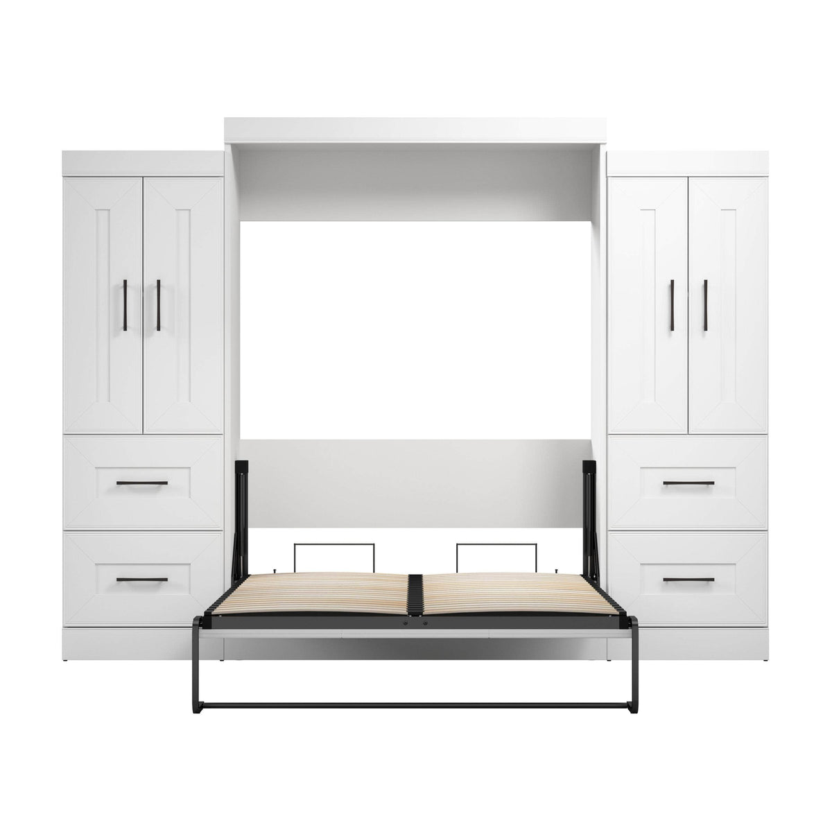 Modubox Edge Full Murphy Wall Bed with Wardrobes in White, image 6