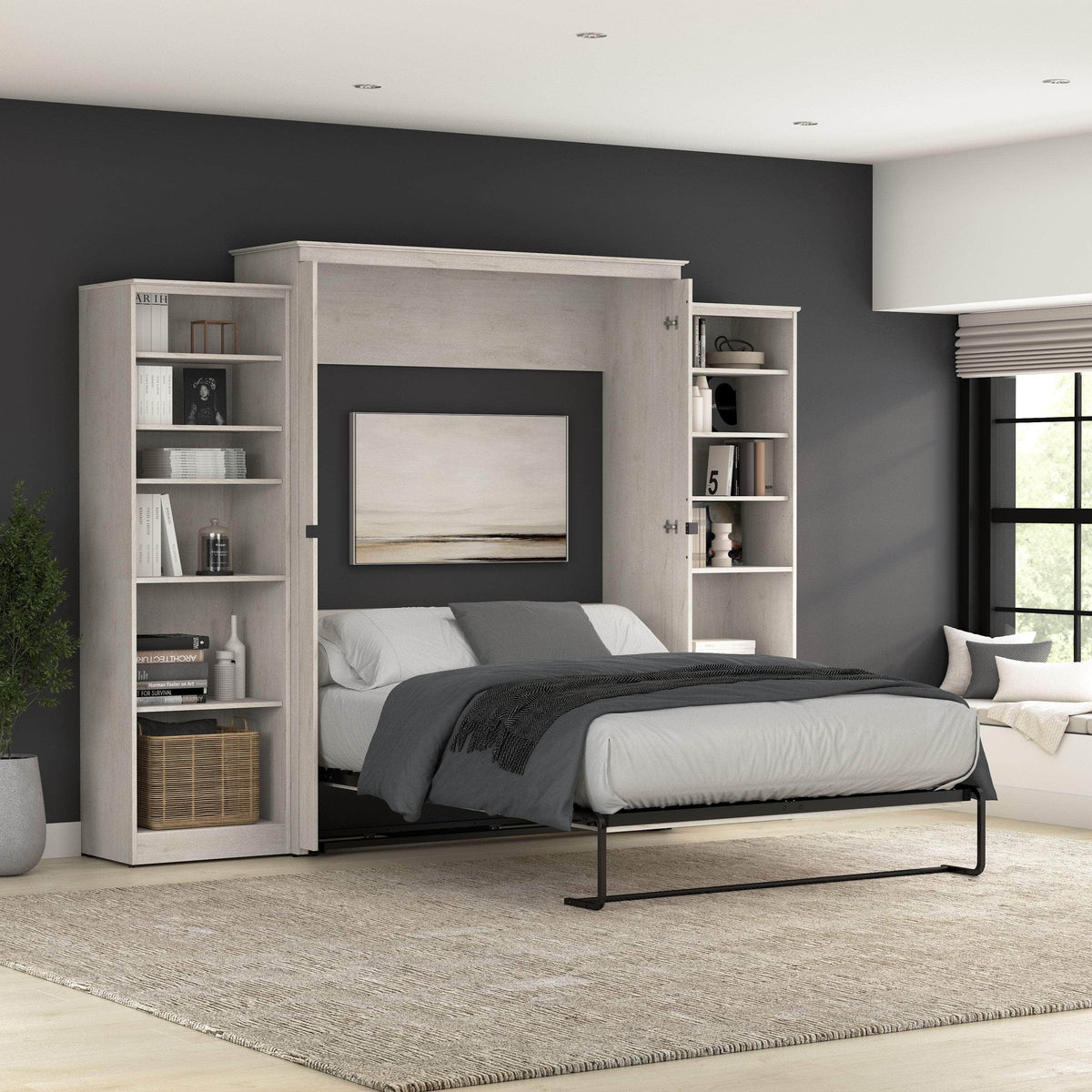 Modubox Key West 119W Queen Murphy Wall Bed with Closet Organizers, image 1