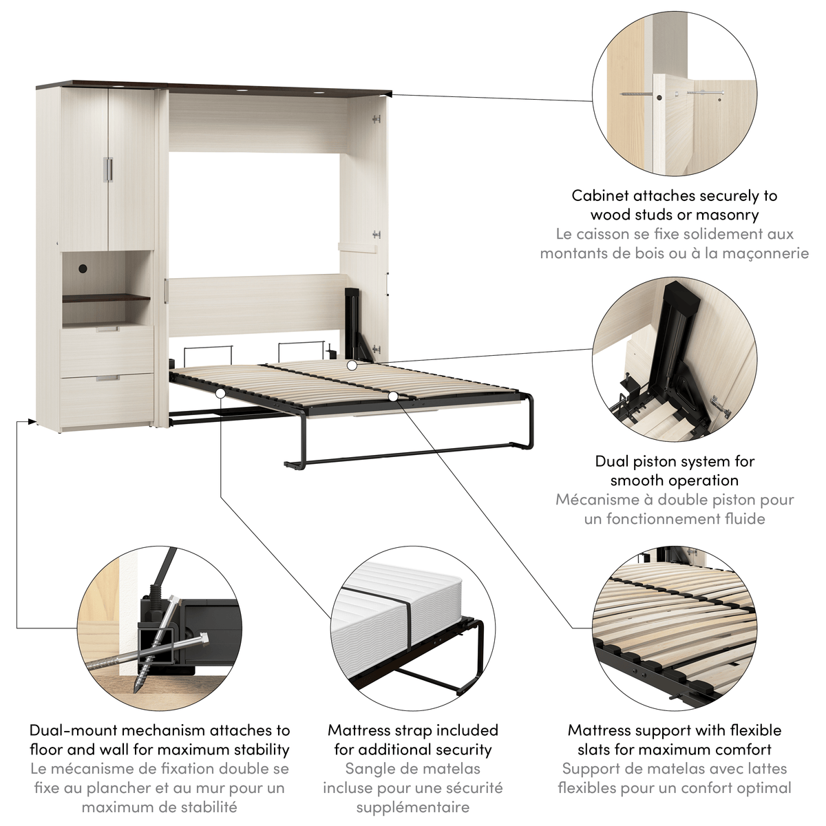 Modubox Lumina Full Murphy Wall Bed and 1 Storage Unit (82“), image 13