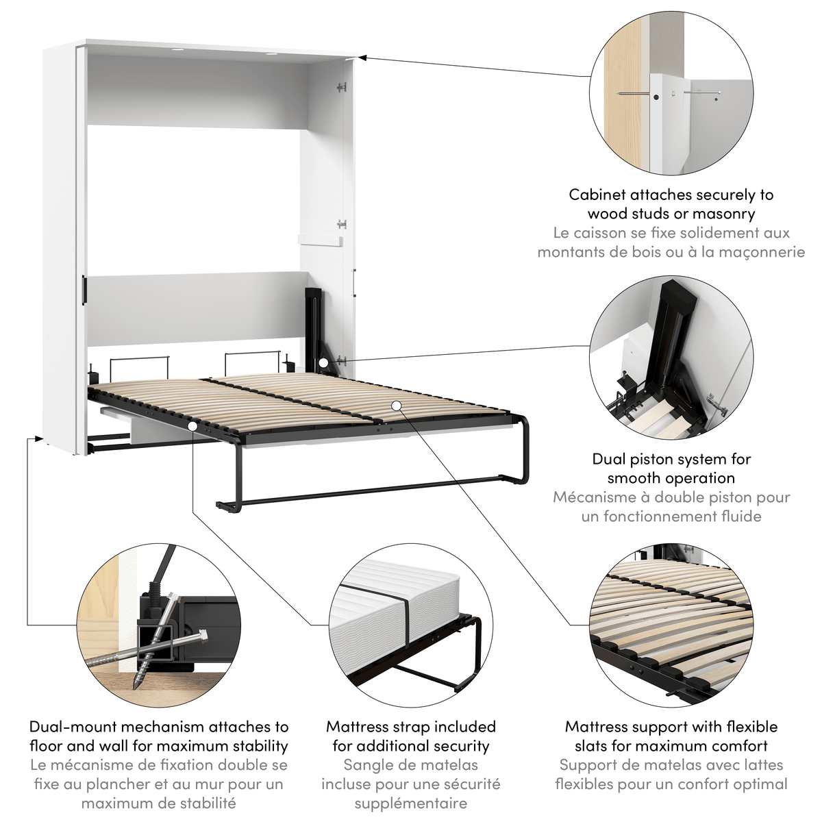 Modubox Lumina Full Murphy Wall Bed with Desk, image 17