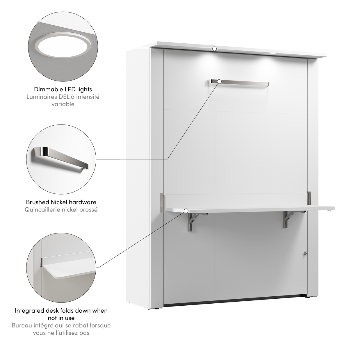 Modubox Lumina Full Murphy Wall Bed with Desk, image 19