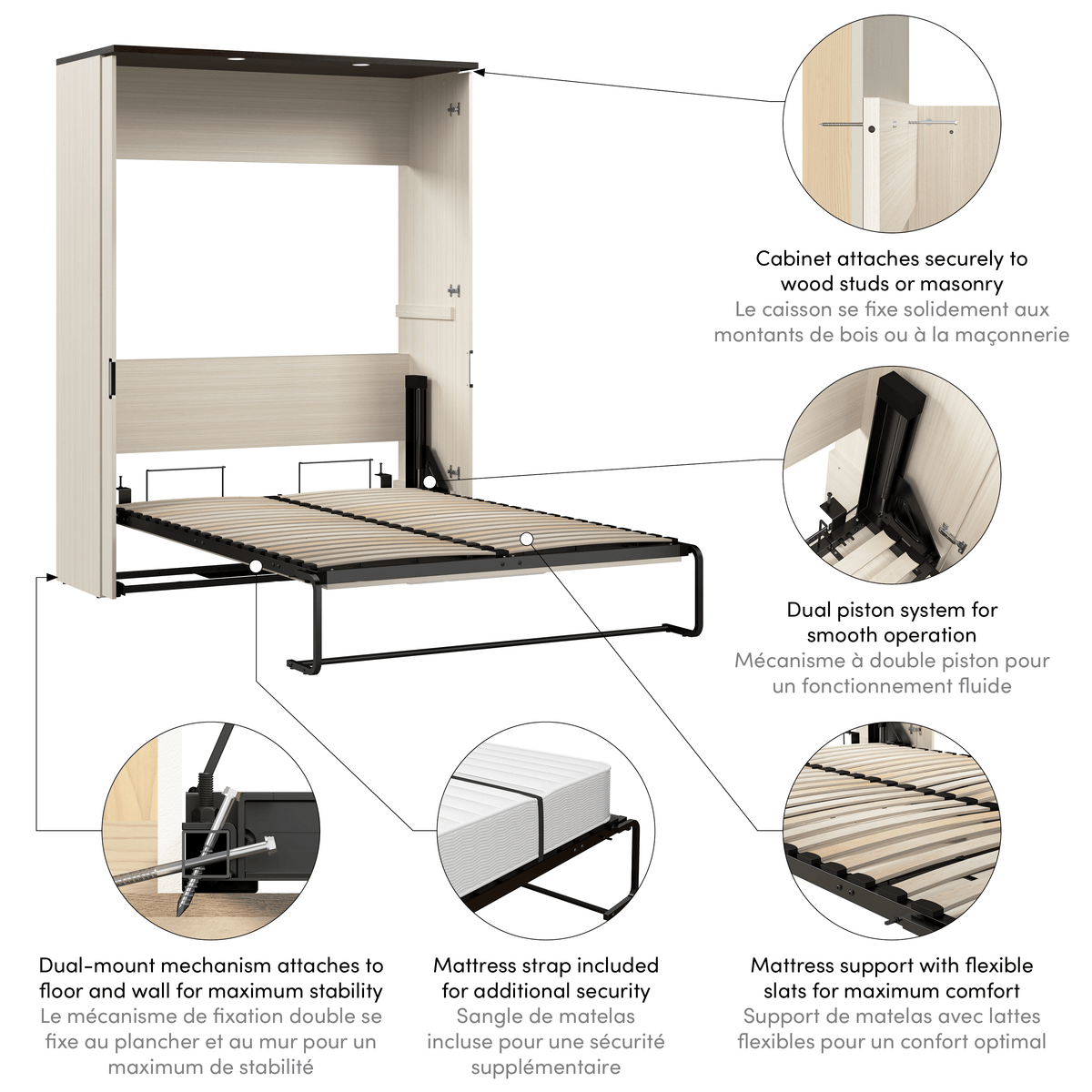 Modubox Lumina Full Size Wall Murphy Bed, image 13