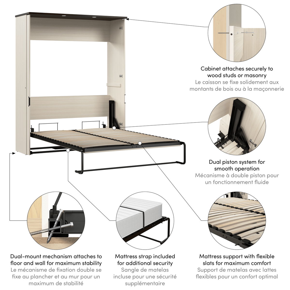 Modubox Lumina Queen Size Wall Murphy Bed, image 9