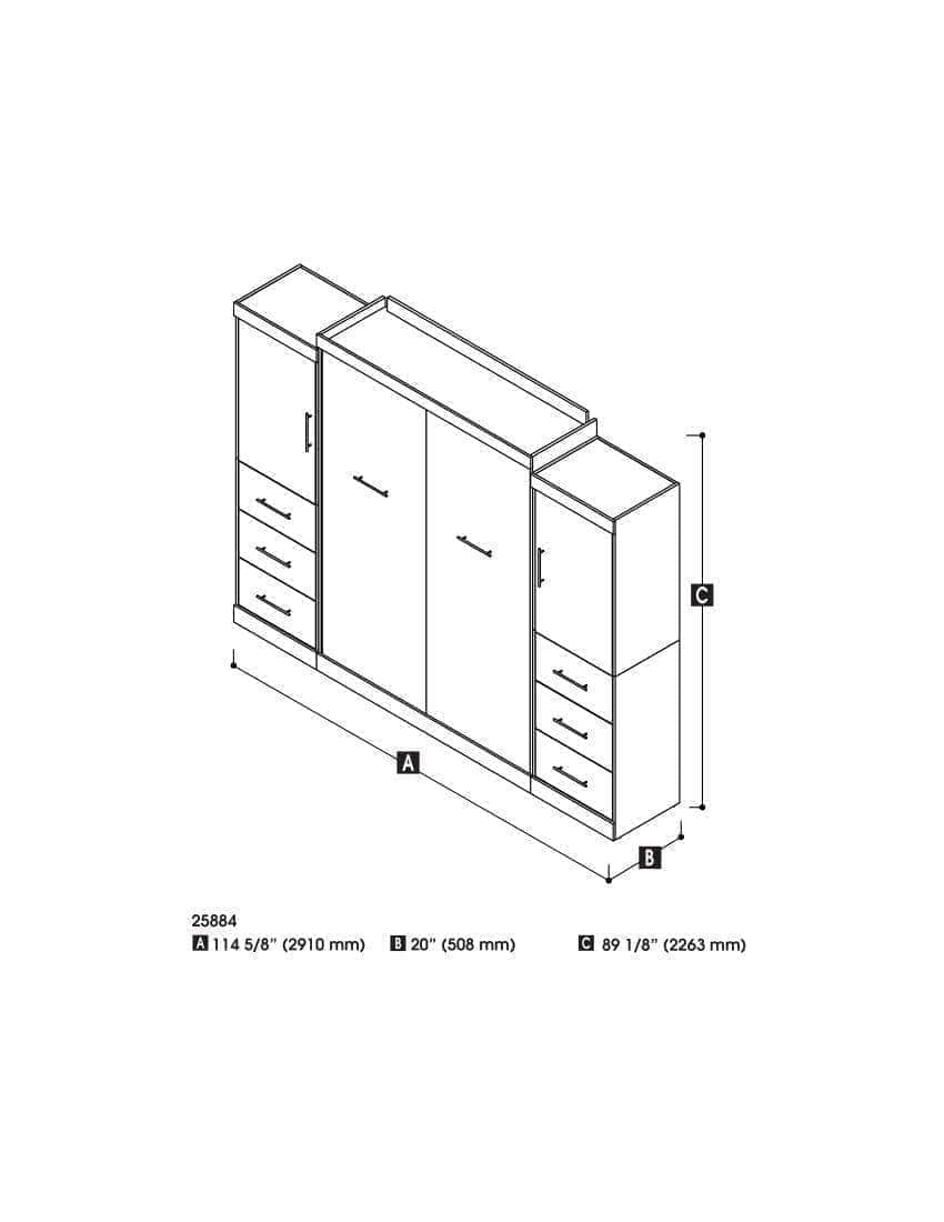 Modubox Nebula 115" Set including a Queen Wall Murphy Bed and Two Storage Units with Drawers, image 9
