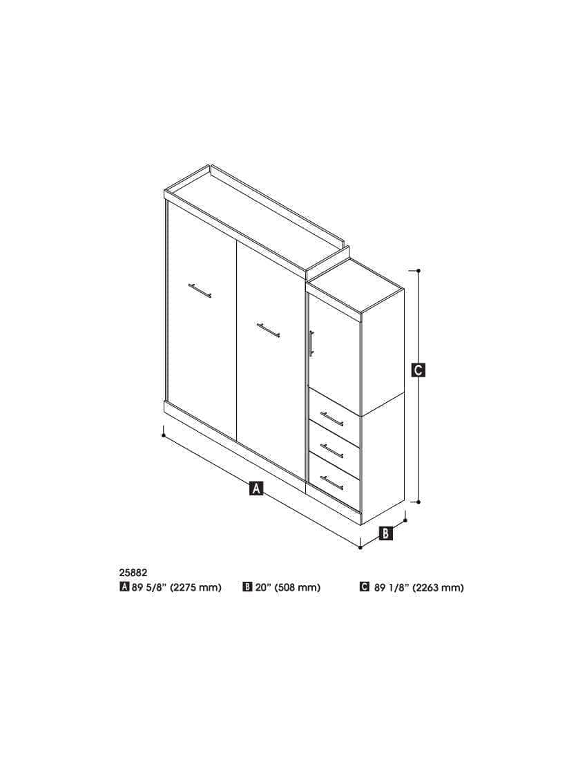 Modubox Nebula 90" Set including a Queen Wall Murphy Bed and One Storage Unit with Drawers, image 9