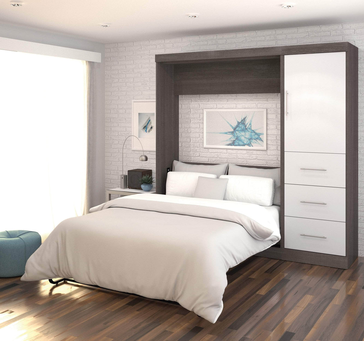 Modubox Nebula Full Murphy Wall Bed and Storage Unit with Drawers (84W), image 9