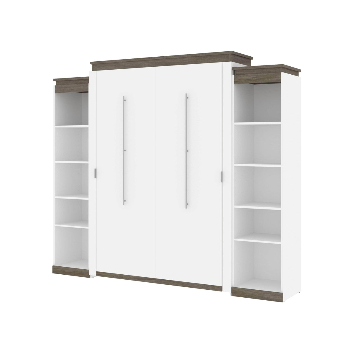 Modubox Orion 104"W Queen Murphy Wall Bed with 2 Narrow Shelving Units, image 2