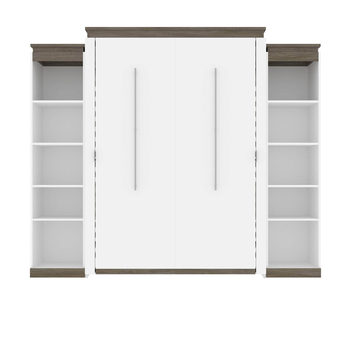 Modubox Orion 104"W Queen Murphy Wall Bed with 2 Narrow Shelving Units, image 3