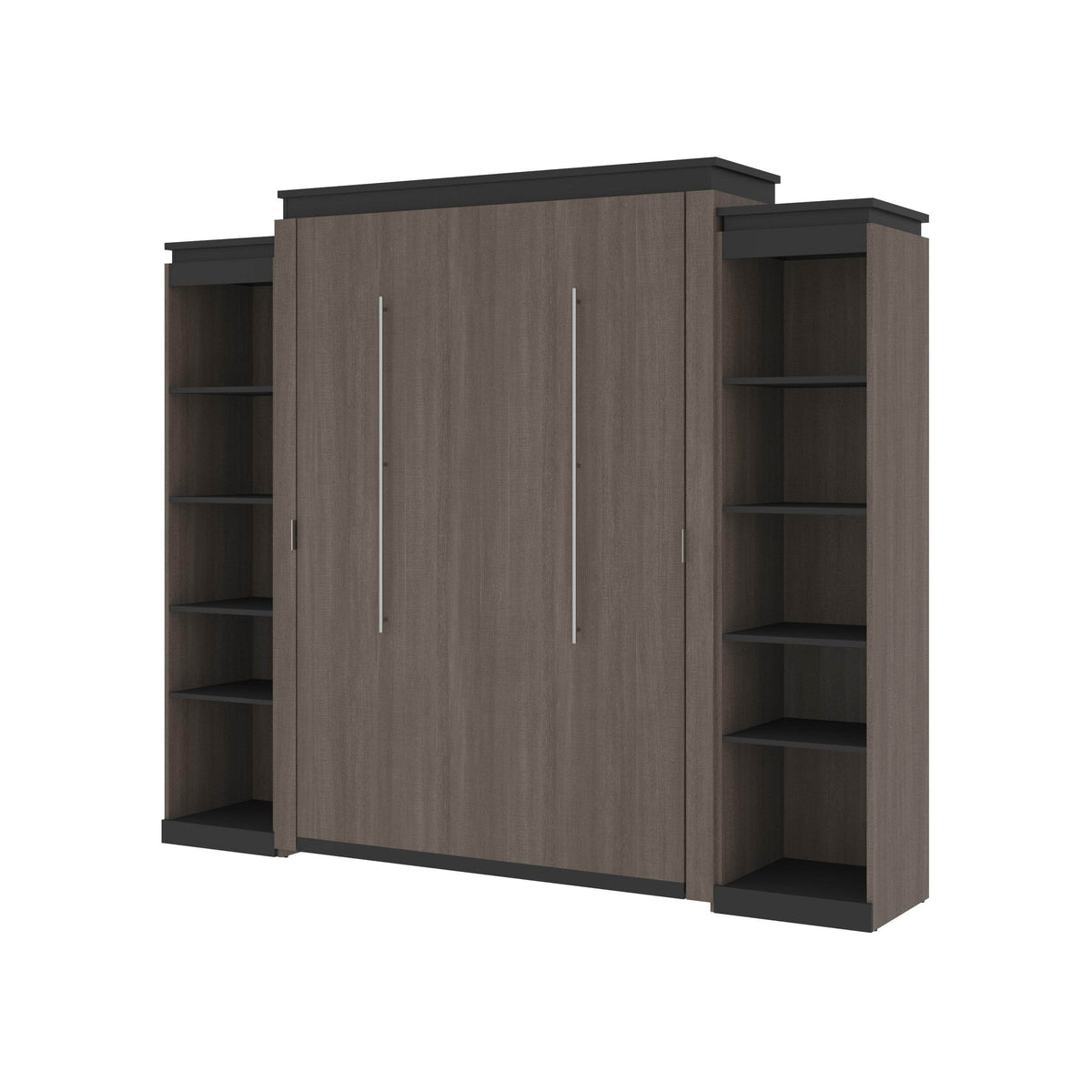 Modubox Orion 104"W Queen Murphy Wall Bed with 2 Narrow Shelving Units, image 15
