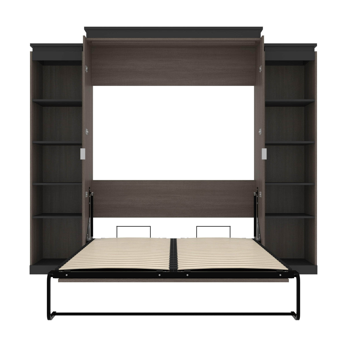 Modubox Orion 104"W Queen Murphy Wall Bed with 2 Narrow Shelving Units, image 23