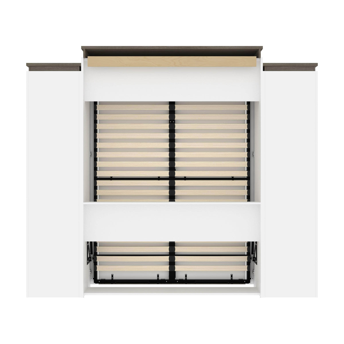 Modubox Orion 104"W Queen Murphy Wall Bed with 2 Narrow Shelving Units, image 5