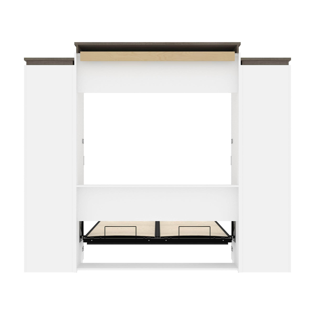 Modubox Orion 104"W Queen Murphy Wall Bed with 2 Narrow Shelving Units, image 11