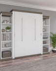 Modubox Orion 104"W Queen Murphy Wall Bed with 2 Narrow Shelving Units, image 1