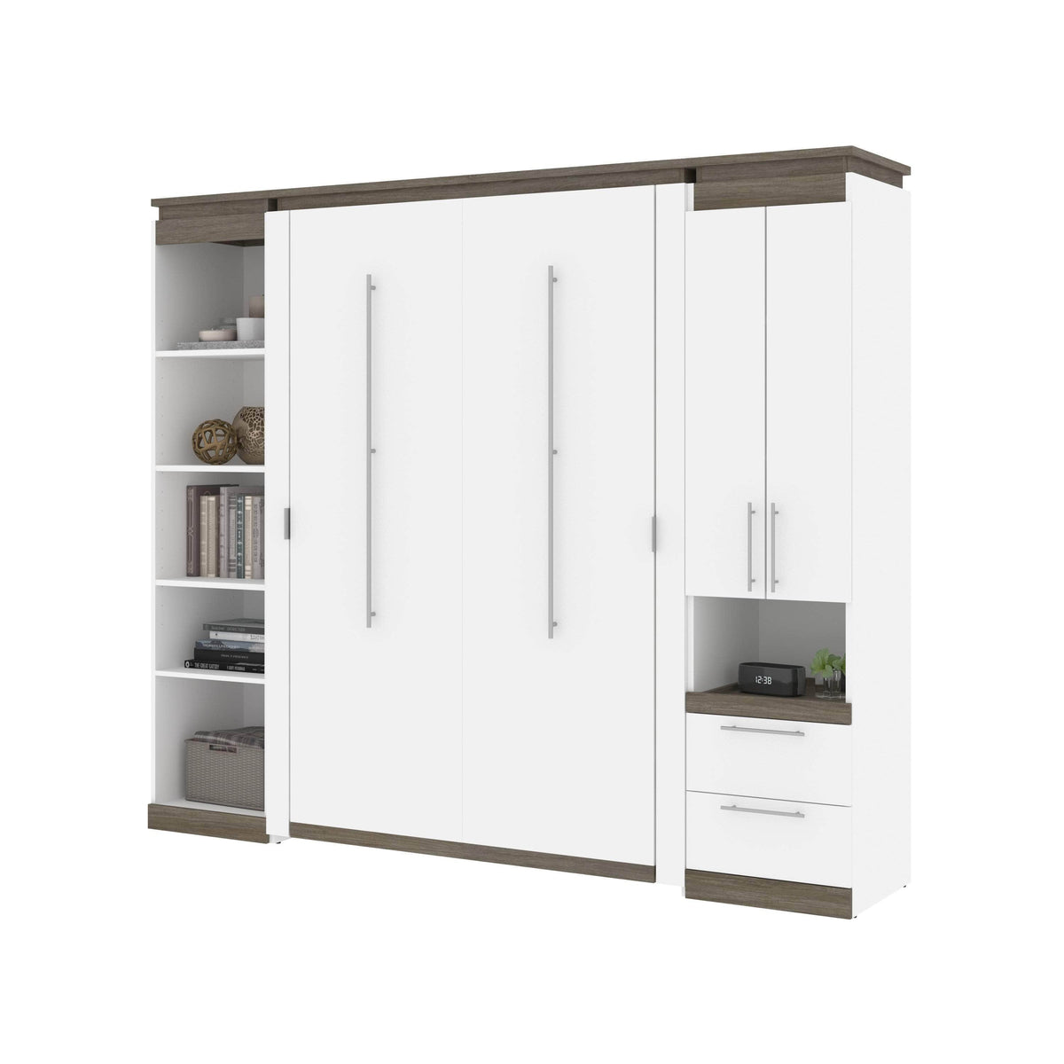 Modubox Orion 98"W Full Murphy Wall Bed with Narrow Storage Solutions, image 1