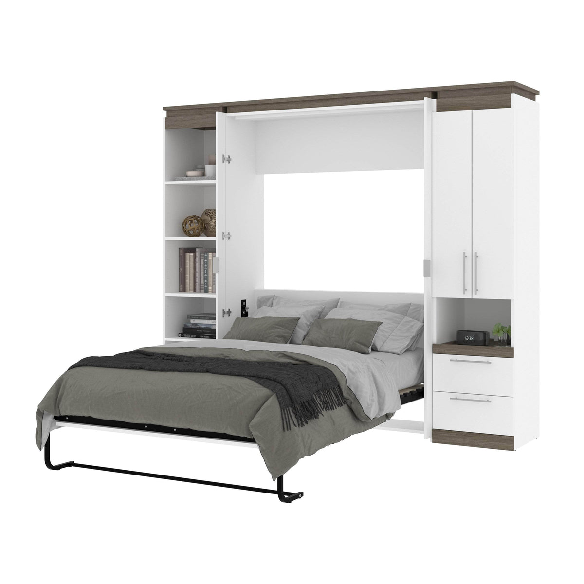 Modubox Orion 98"W Full Murphy Wall Bed with Narrow Storage Solutions, image 2
