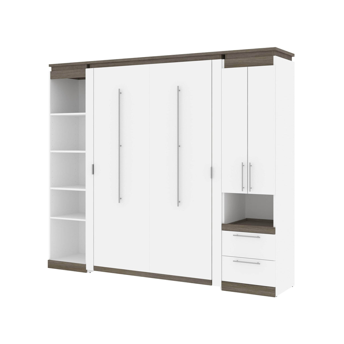 Modubox Orion 98"W Full Murphy Wall Bed with Narrow Storage Solutions, image 3