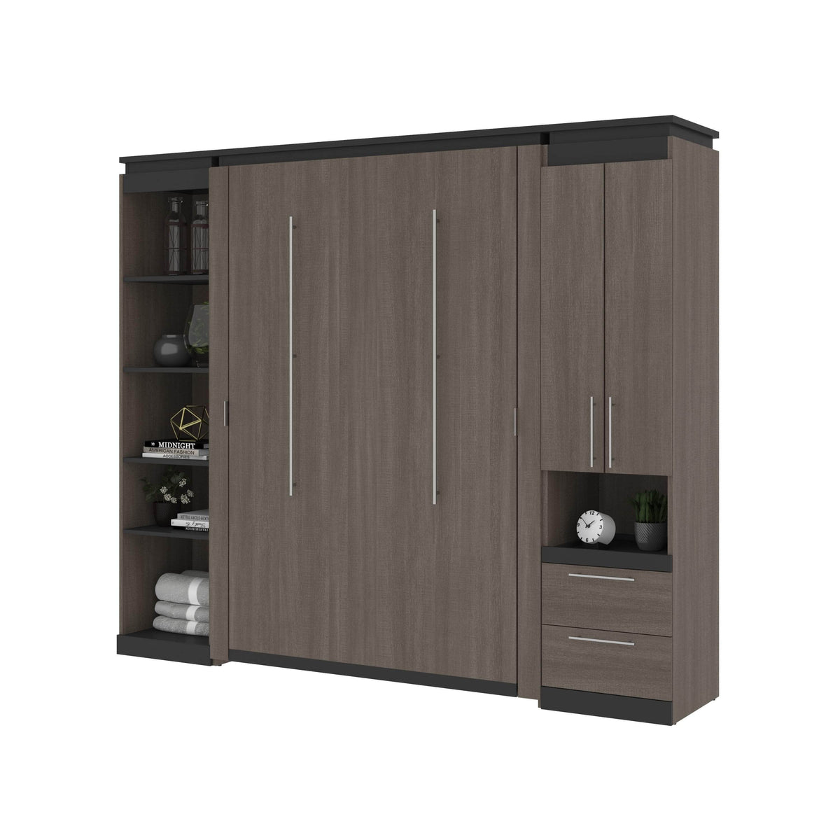 Modubox Orion 98"W Full Murphy Wall Bed with Narrow Storage Solutions, image 14