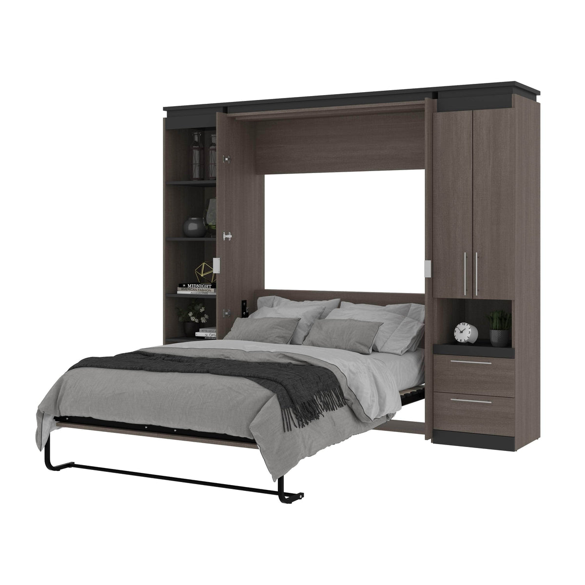Modubox Orion 98"W Full Murphy Wall Bed with Narrow Storage Solutions, image 15