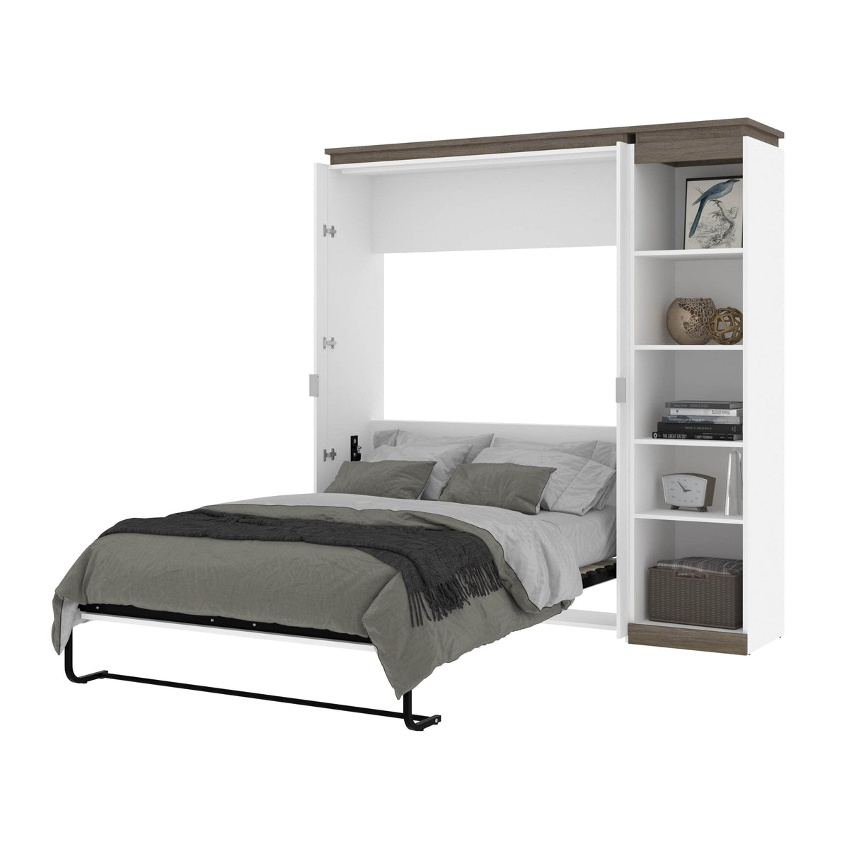 Modubox Orion Full Murphy Wall Bed with Narrow Shelving Unit, image 8