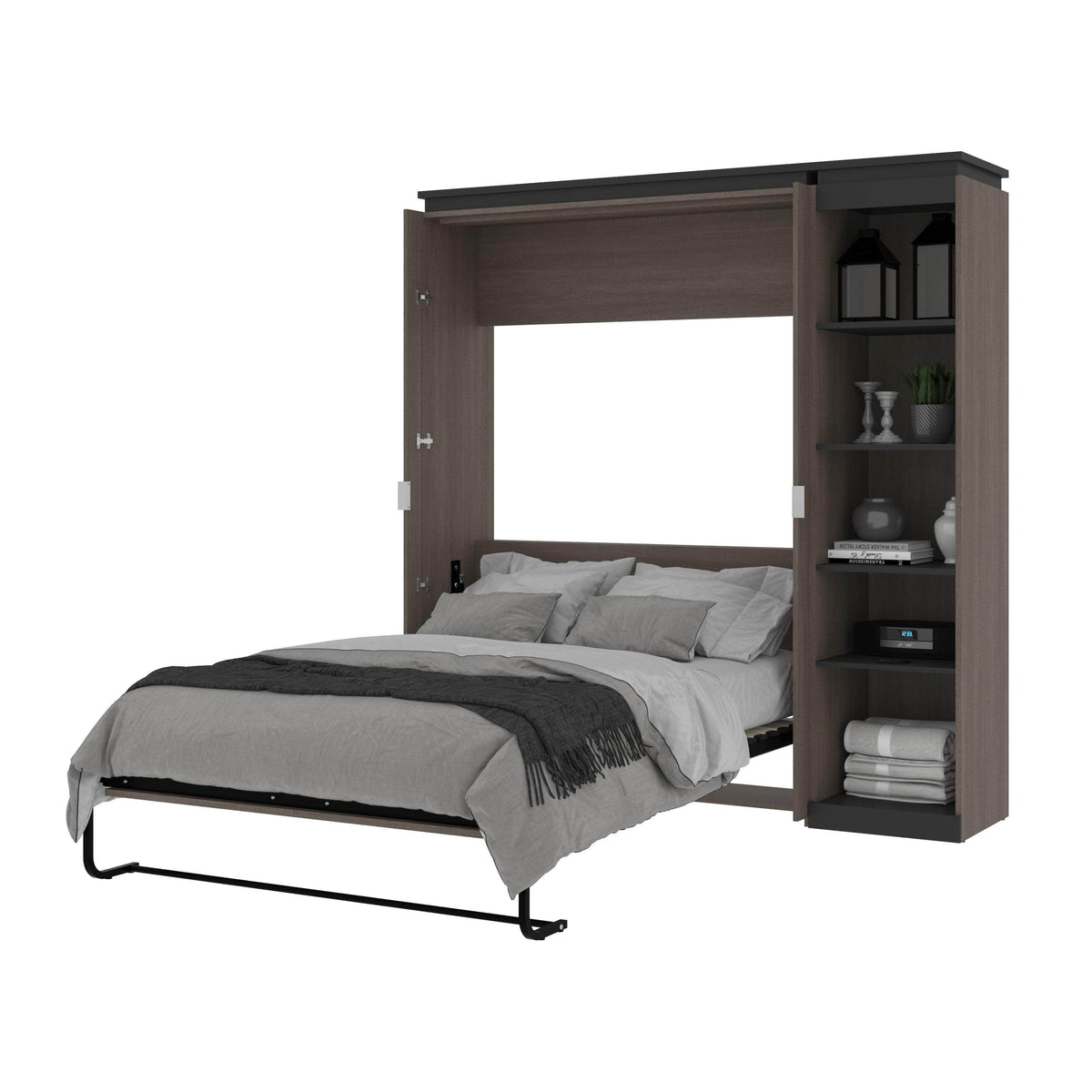 Modubox Orion Full Murphy Wall Bed with Narrow Shelving Unit, image 21