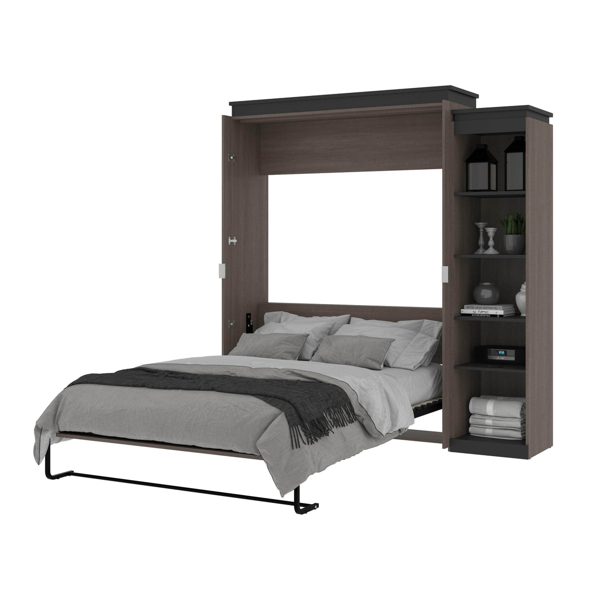 Modubox Orion Queen Murphy Wall Bed with Narrow Shelving Unit, image 21