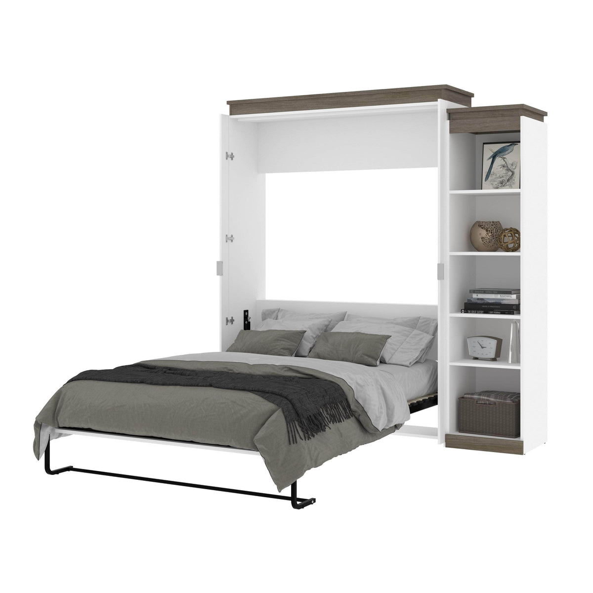 Modubox Orion Queen Murphy Wall Bed with Narrow Shelving Unit, image 8