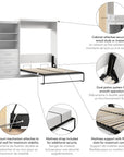 Modubox Pur 101" Queen Size Murphy Wall Bed with Storage Unit, image 11
