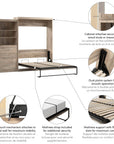 Modubox Pur 101" Queen Size Murphy Wall Bed with Storage Unit, image 26