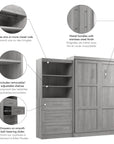 Modubox Pur 101" Queen Size Murphy Wall Bed with Storage Unit, image 40