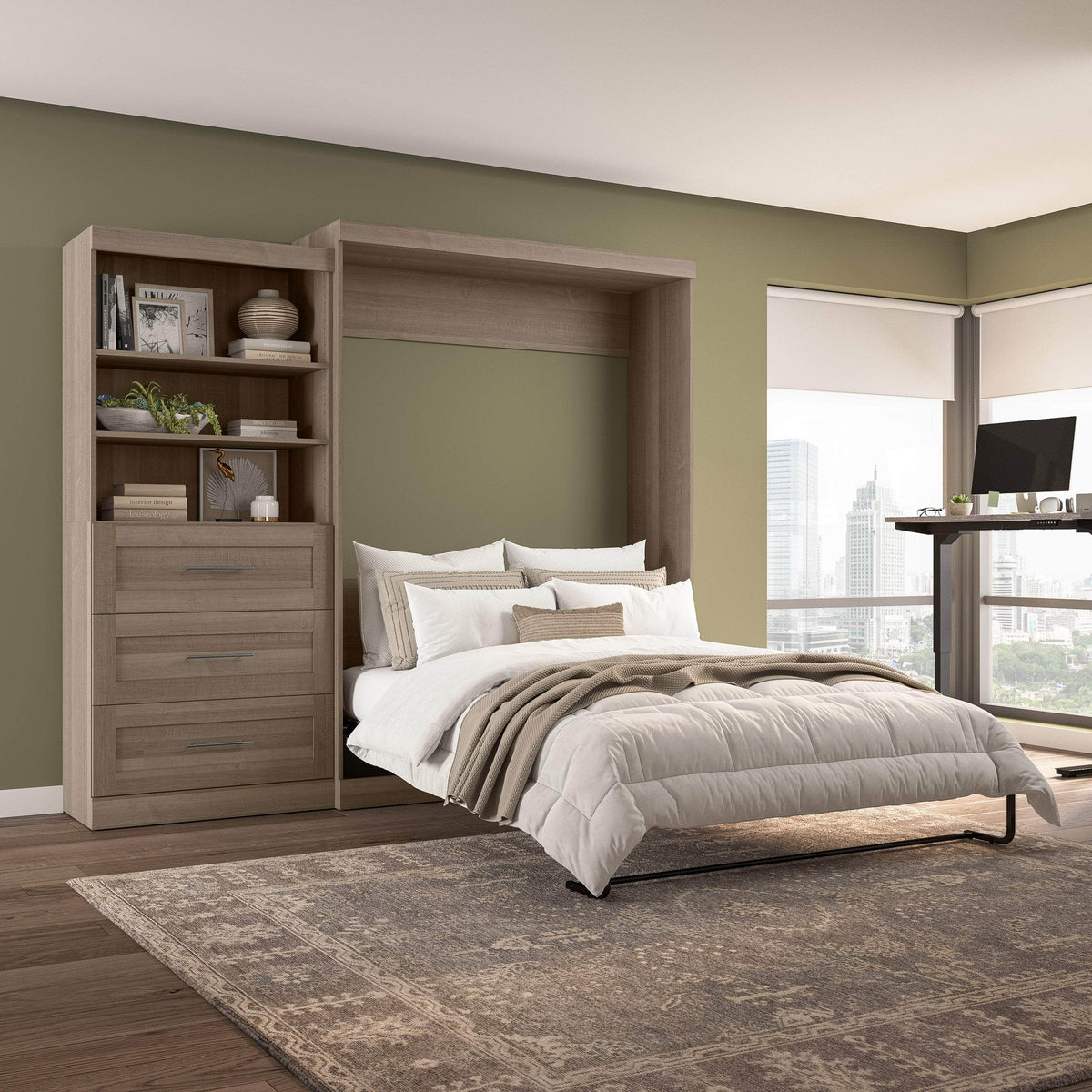 Modubox Pur 101" Queen Size Murphy Wall Bed with Storage Unit, image 58
