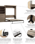 Modubox Pur 101" Queen Size Murphy Wall Bed with Storage Unit, image 63