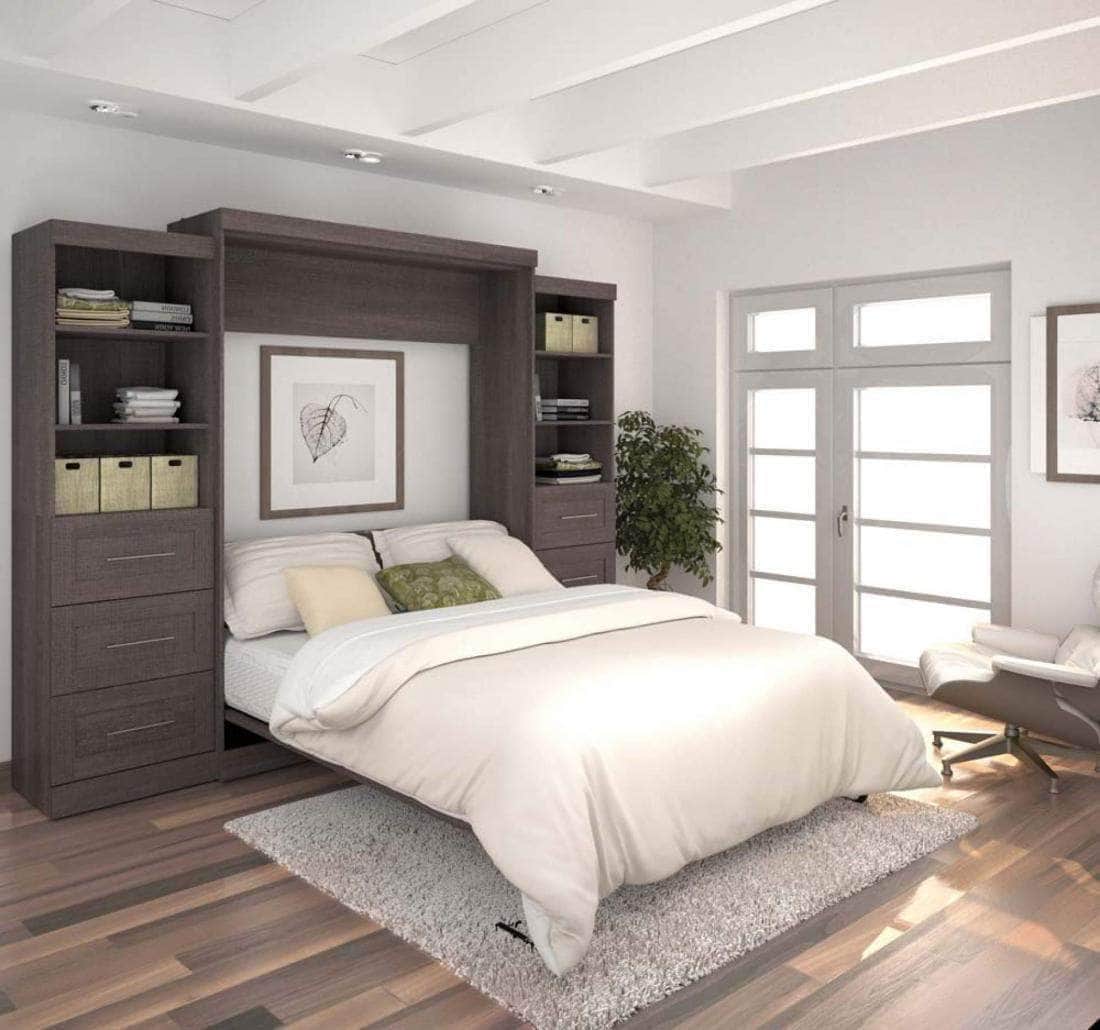 Modubox Pur 115" Queen Size Murphy Wall Bed with 2 Storage Units, image 1