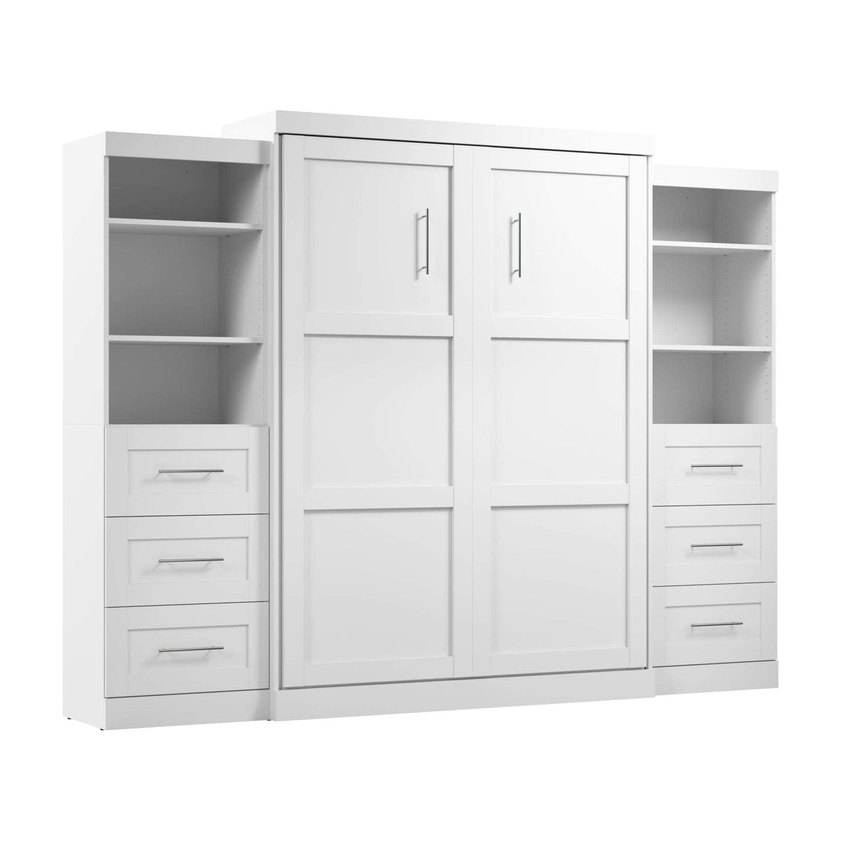 Modubox Pur 115" Queen Size Murphy Wall Bed with 2 Storage Units, image 7