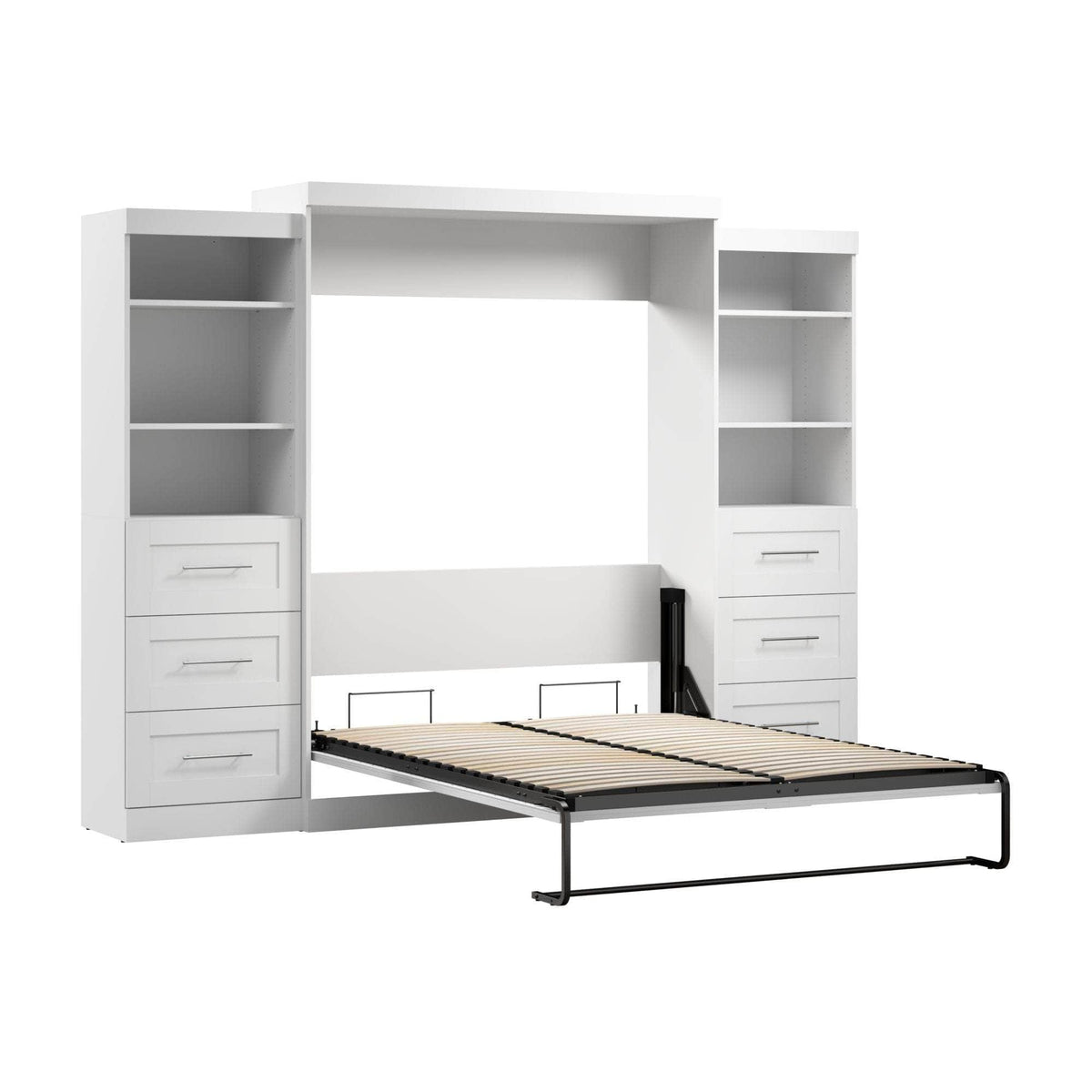 Modubox Pur 115" Queen Size Murphy Wall Bed with 2 Storage Units, image 8