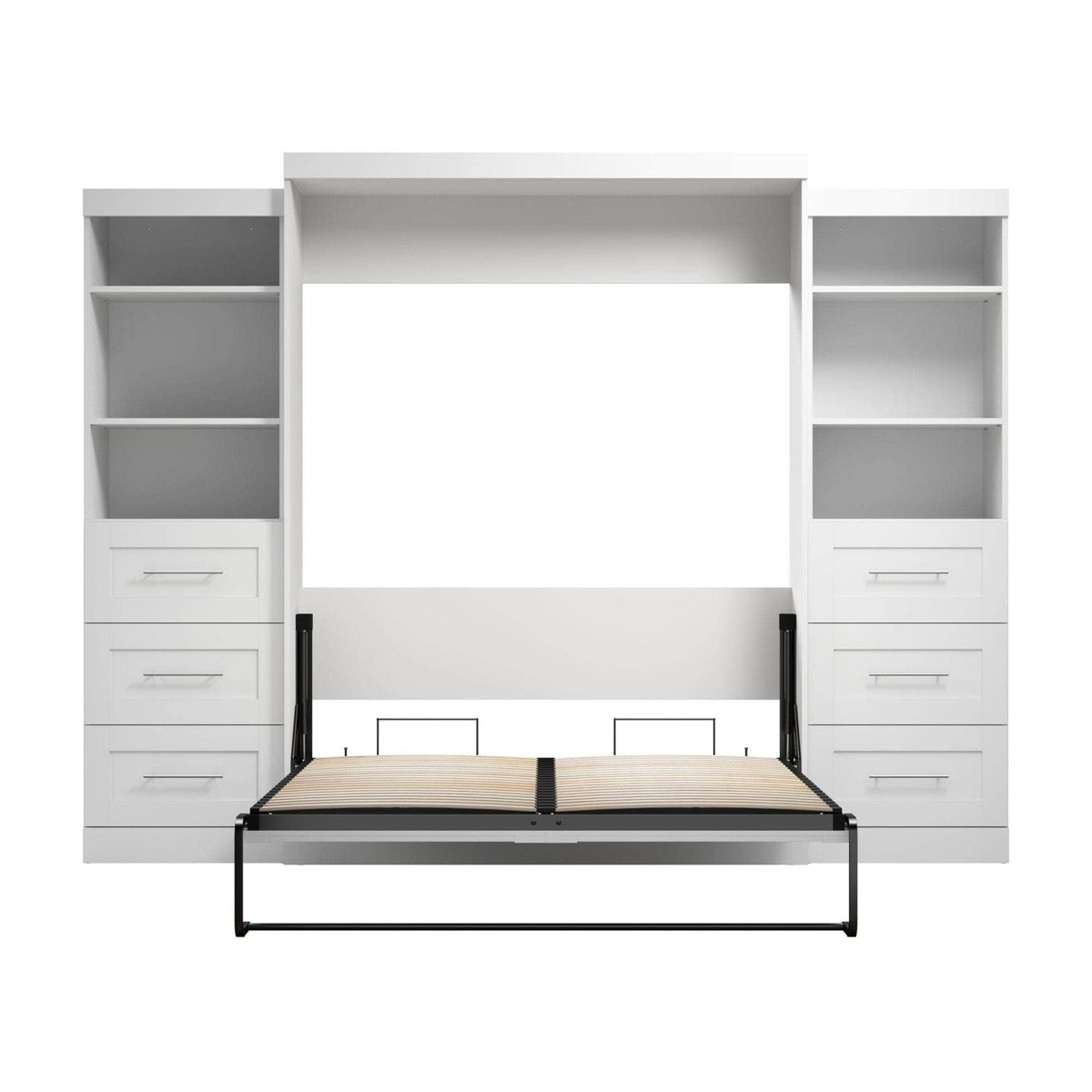 Modubox Pur 115" Queen Size Murphy Wall Bed with 2 Storage Units, image 9