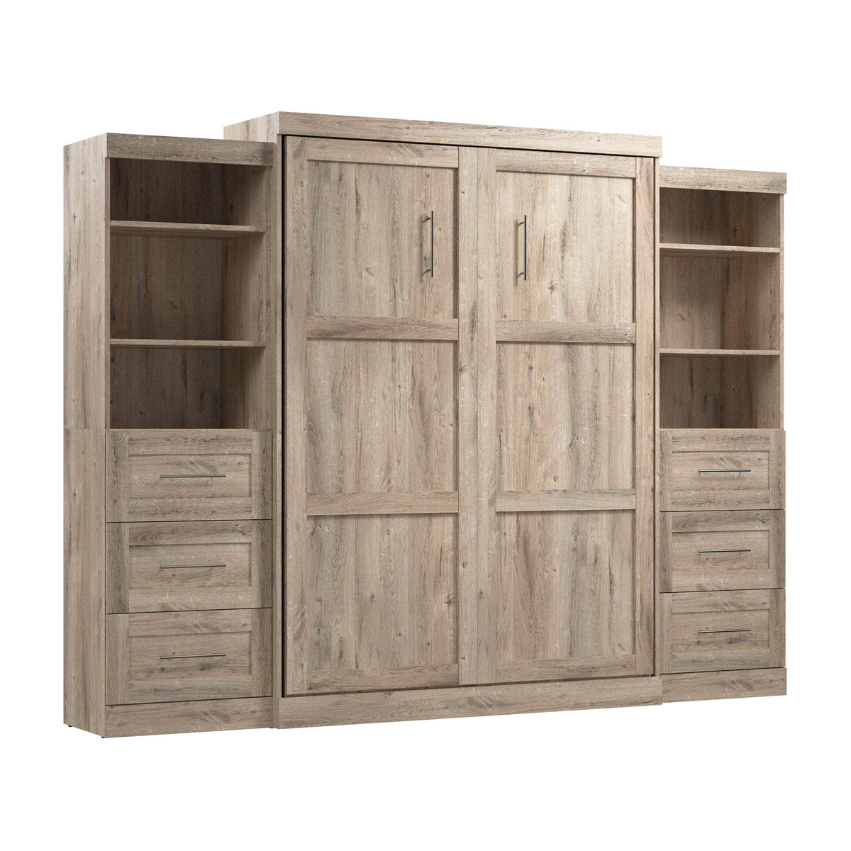 Modubox Pur 115" Queen Size Murphy Wall Bed with 2 Storage Units, image 23