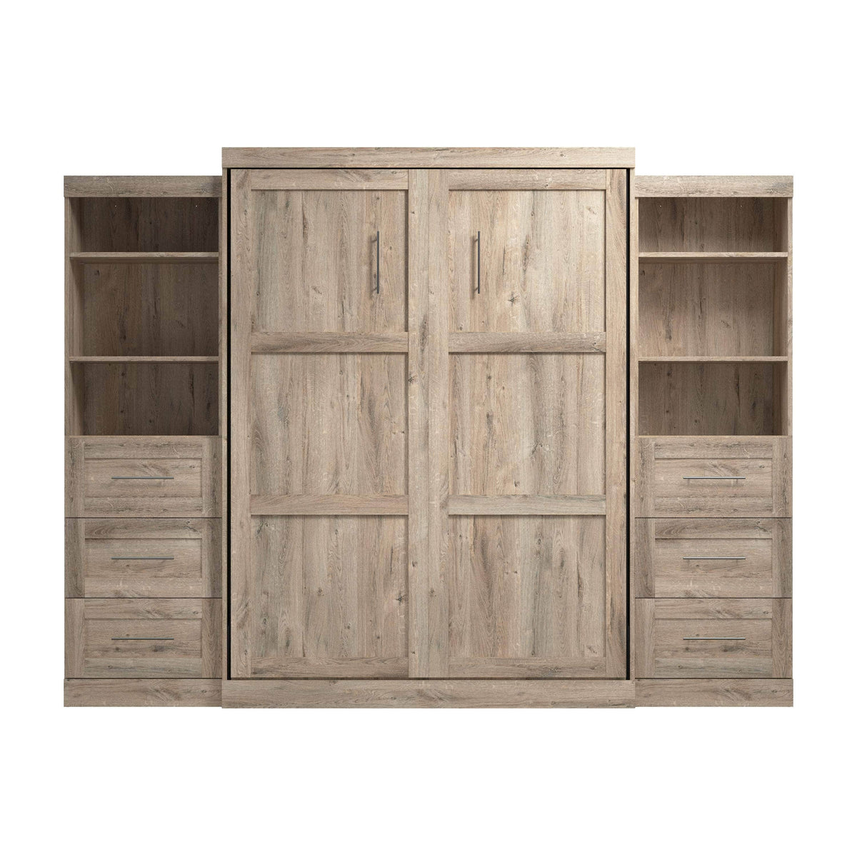 Modubox Pur 115" Queen Size Murphy Wall Bed with 2 Storage Units, image 22