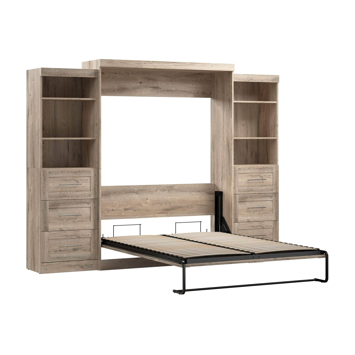 Modubox Pur 115" Queen Size Murphy Wall Bed with 2 Storage Units, image 24